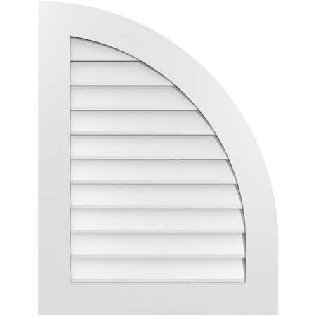 Ekena Millwork Quarter Round Top Right Surface Mount PVC Gable Vent w/ 3-1/2"W x 1"P Standard Frame, 26"W x 34"H GVPQR26X3401SN